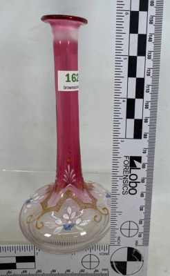 Hand-Painted Stick Neck Vase With Floral Motif - 4