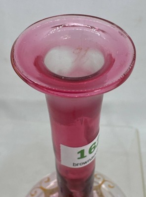 Hand-Painted Stick Neck Vase With Floral Motif - 6