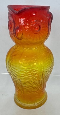 Amberina Glass Owl Creamer - 2