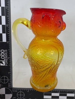 Amberina Glass Owl Creamer - 3