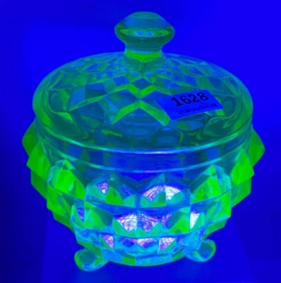 Green Uranium Glass Covered Dish - 2