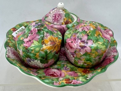 Crown Ducal Ware Chintz Condiment Set