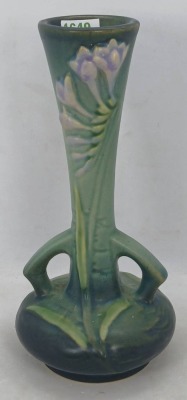 Roseville Freesia 195-7" Bud Vase, Green