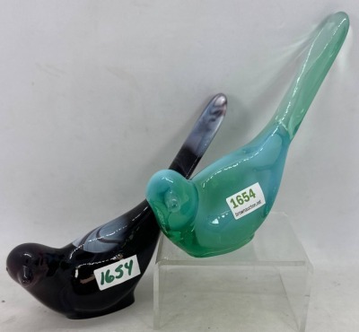 (2) Fenton Art Glass Bird of Happiness figures