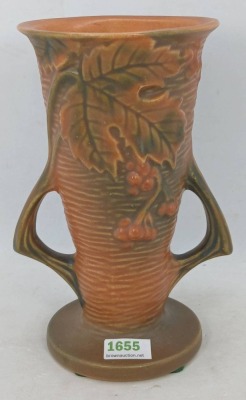 Roseville Bushberry 30-6" Vase, Brown