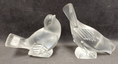Signed Lalique France Bird Figurines - 2