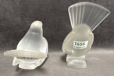 Signed Lalique France Bird Figurines - 3