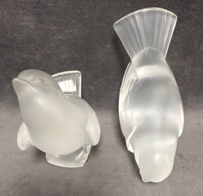 Signed Lalique France Bird Figurines - 5