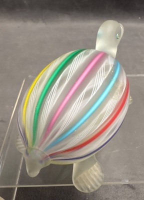 Handcrafted Art Glass Turtle With Colorful Stripes - 5