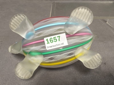 Handcrafted Art Glass Turtle With Colorful Stripes - 6