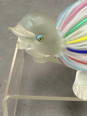Handcrafted Art Glass Turtle With Colorful Stripes - 7