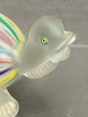 Handcrafted Art Glass Turtle With Colorful Stripes - 9