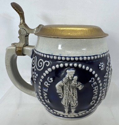 German Stoneware Lidded Beer Stein, 1/8L