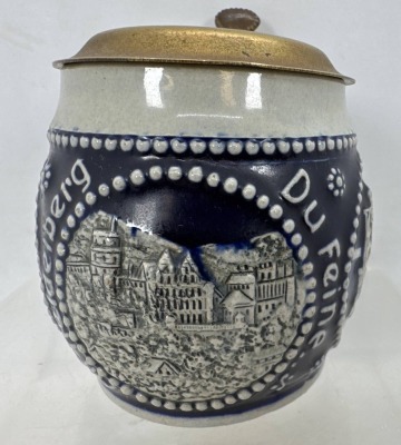 German Stoneware Lidded Beer Stein, 1/8L - 2