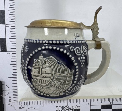 German Stoneware Lidded Beer Stein, 1/8L - 3
