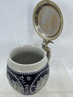 German Stoneware Lidded Beer Stein, 1/8L - 4