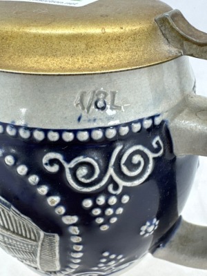 German Stoneware Lidded Beer Stein, 1/8L - 5