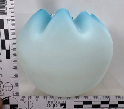 (2) Blue Satin Glass Rose Bowls - 6