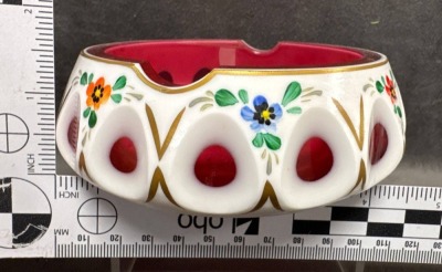 Hand-Painted Bohemian Glass Ashtrays - 3