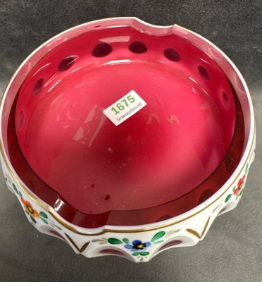 Hand-Painted Bohemian Glass Ashtrays - 4