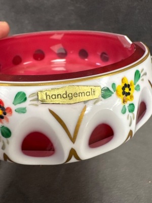 Hand-Painted Bohemian Glass Ashtrays - 6