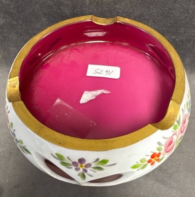 Hand-Painted Bohemian Glass Ashtrays - 8