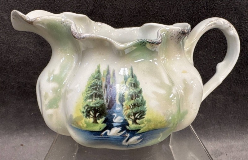 RS Prussia Swans and Evergreens Creamer