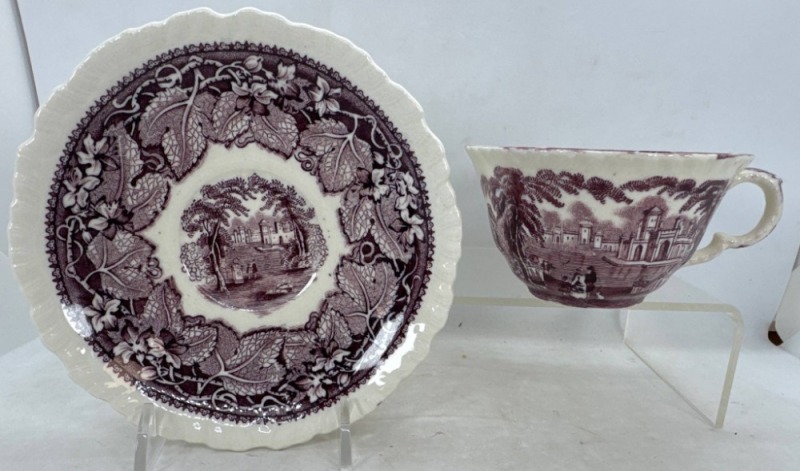 Mason's Vista Purple Cup and Saucer Set