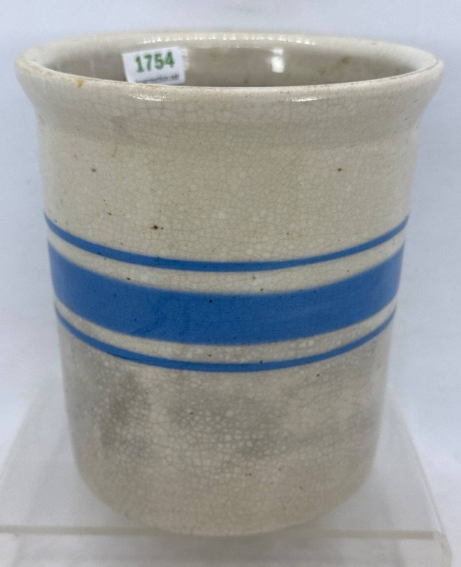 Stoneware Crock with Blue Stripes