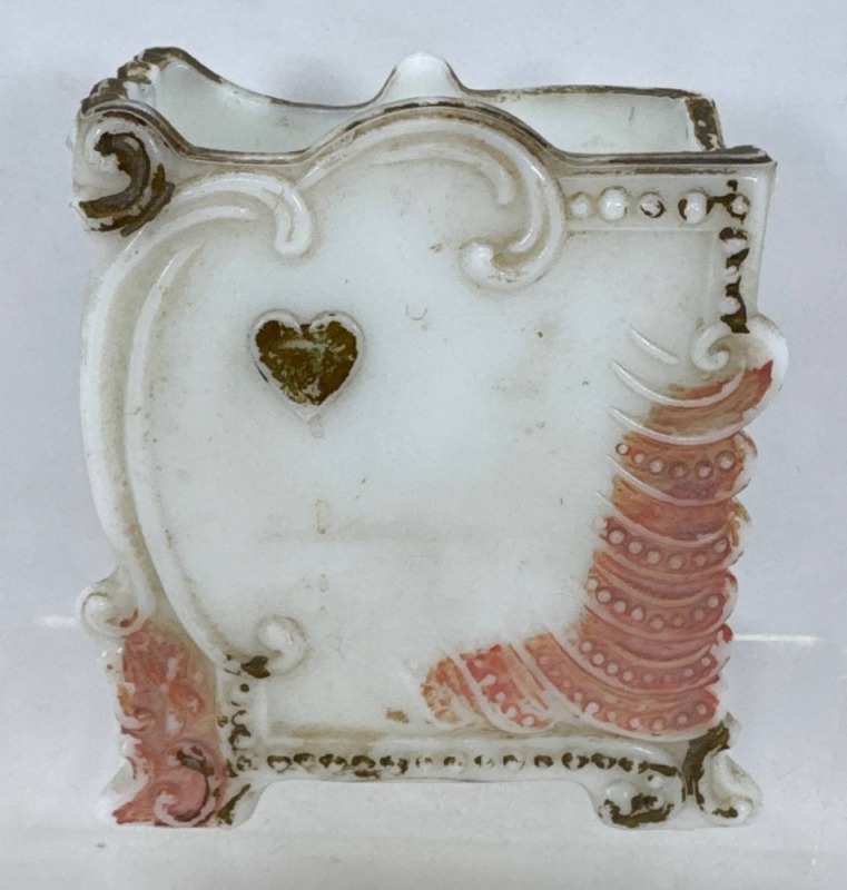Milk Glass Playing Card Holder