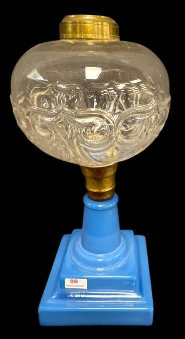 Glass Font Lamp with Blue Glass Base