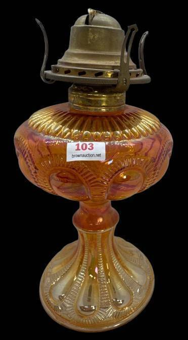 Imperial Carnival Glass Oil Lamp