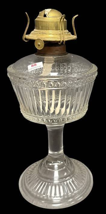 Duncan Ribbed Band Kerosene Stand Lamp