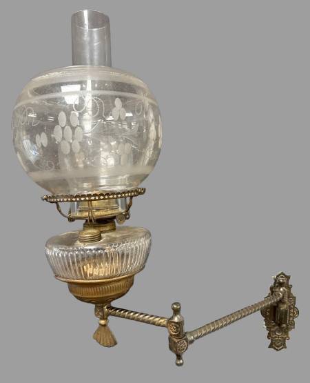 Wall-Mounted Kerosene Lamp with Etched Glass