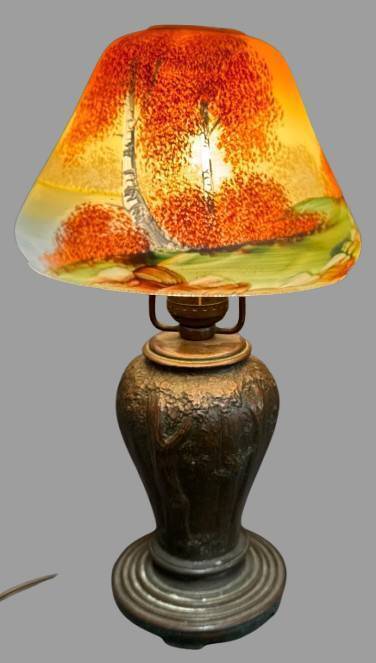 Handel Base Lamp With Reverse-Painted Shade