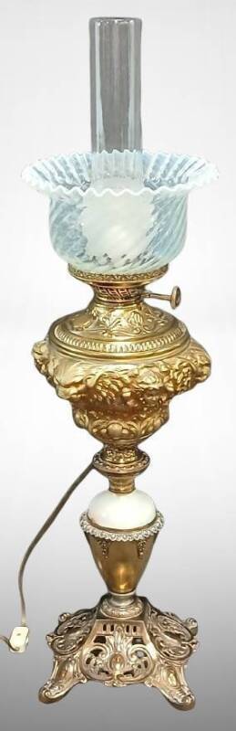 B&H Brass Electrified Parlor Lamp