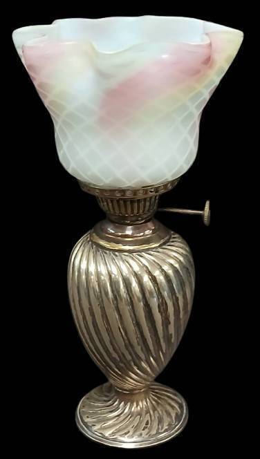 Rainbow Art Glass MIniature Oil Lamp