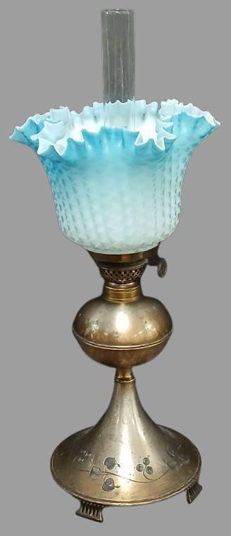 Marked Pairpoint Oil Lamp with Glass Shade