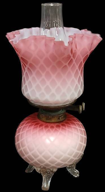 Hinks & Son Duplex Oil Lamp with Pink Satin Body