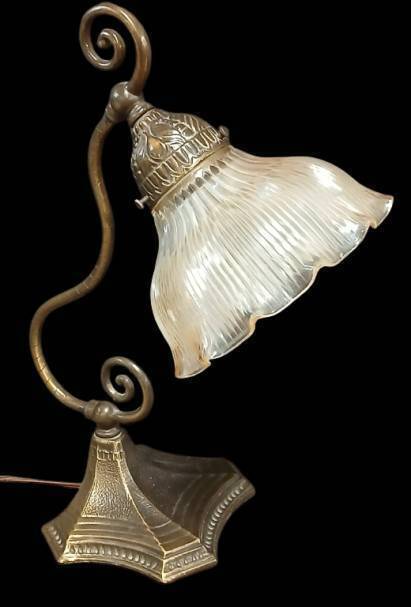 Bronze Desk Lamp With Glass Shade