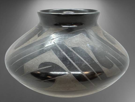 Black-On-Black Pottery Vessel by Rafael Silveira