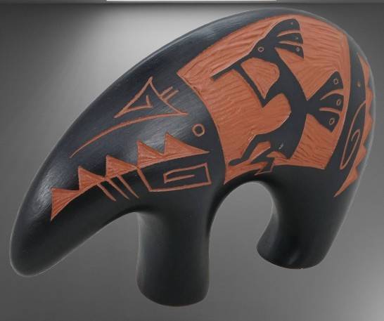Signed Native American Bear Sculpture