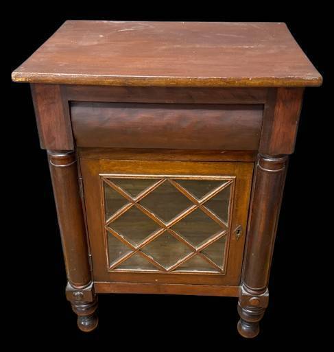 Wooden Cabinet with Glass Panel Door