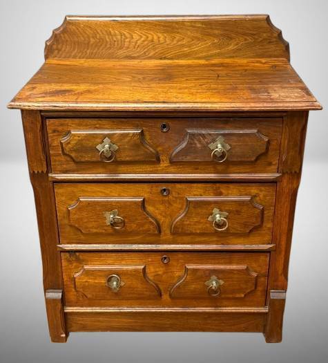 Wooden Three-Drawer Commode with Backplate