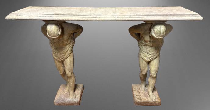 Concrete Console Table With Sculpted Supports