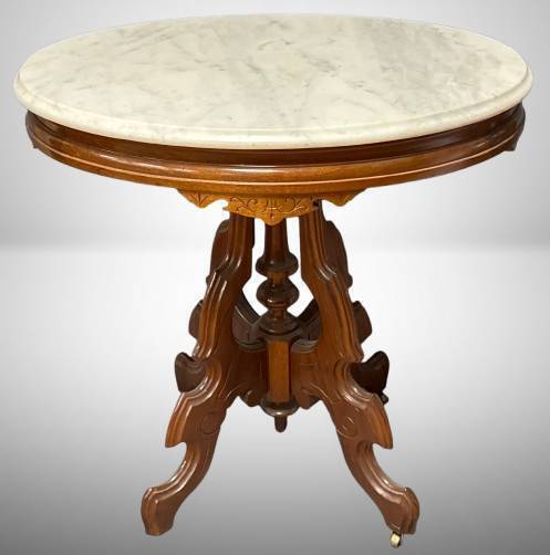 Marble-Top Oval Side Table