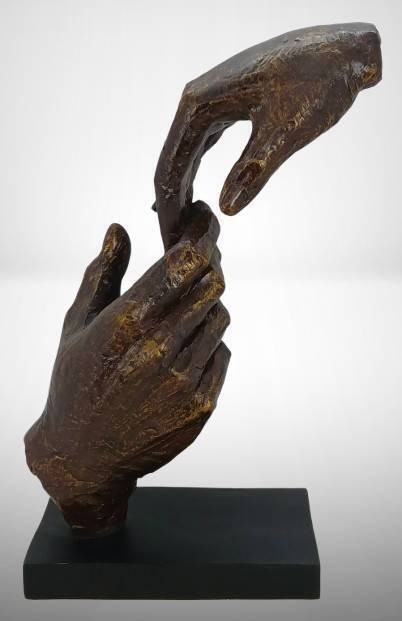 Bronze-Tone Sculpture of Loving Hands