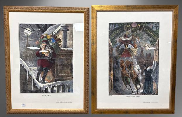 Pair of Santa Claus Themed Framed Prints
