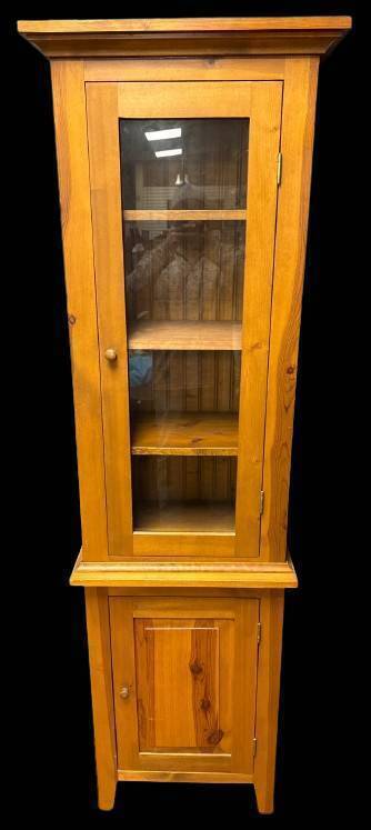 Two-Piece Pine Cabinet With Glass Door