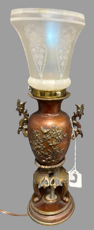 Decorative Brass Table Lamp with Frosted Glass Shade